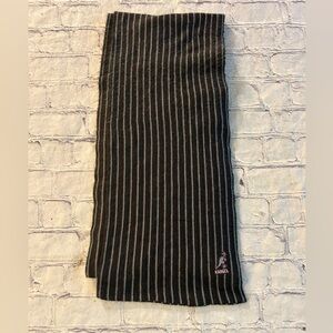 KANGOL MENS MUFFLER GREY/BURGUNDY STRIPED ACRYLIC ONE SIZE SCARF